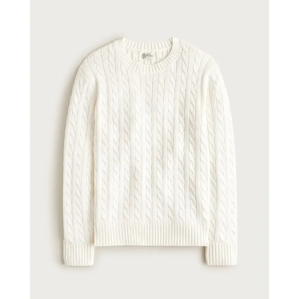 J. Crew Men's Heritage Cotton Cable-Knit Sweater Long Sleeve Ivory Size L NWT